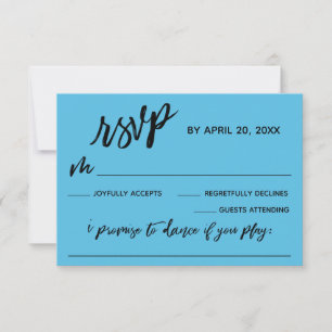 Casual Handwriting w/ Song Request Pretty Blue RSVP Card