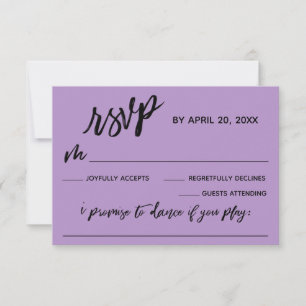 Casual Handwriting w/ Song Request Pretty Purple RSVP Card