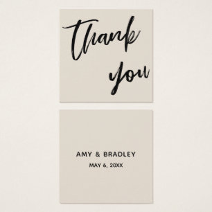 Casual Handwriting Wedding Thank You Favour Cream