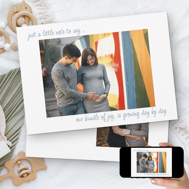 Casual Handwritten 2 Photo Note to Say Pregnancy Announcement (Creator Uploaded)