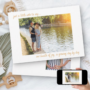 Casual Handwritten Note to Say 2 Photo Pregnancy Announcement