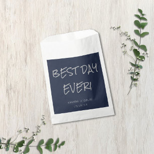 Casual Handwritten Typography Silver & Navy Favour Bags