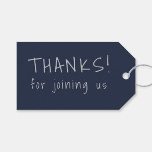 Casual Handwritten Typography Silver & Navy Gift Tags