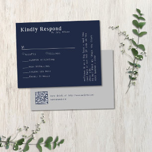 Casual Handwritten Typography Silver & Navy RSVP Card