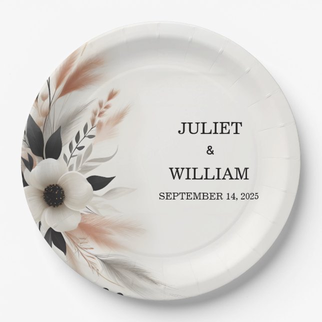 Casual Heart Nothing Fancy Just Love Wedding Paper Plate (Front)