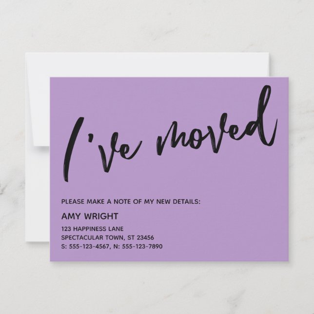 Casual I've Moved Purple New Address Card (Front)