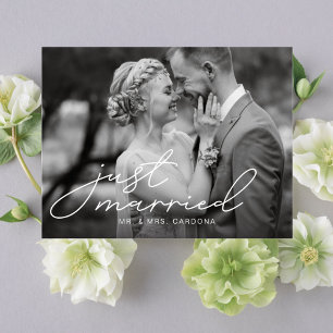 Casual Just Married Elopement Photo Announcement Postcard