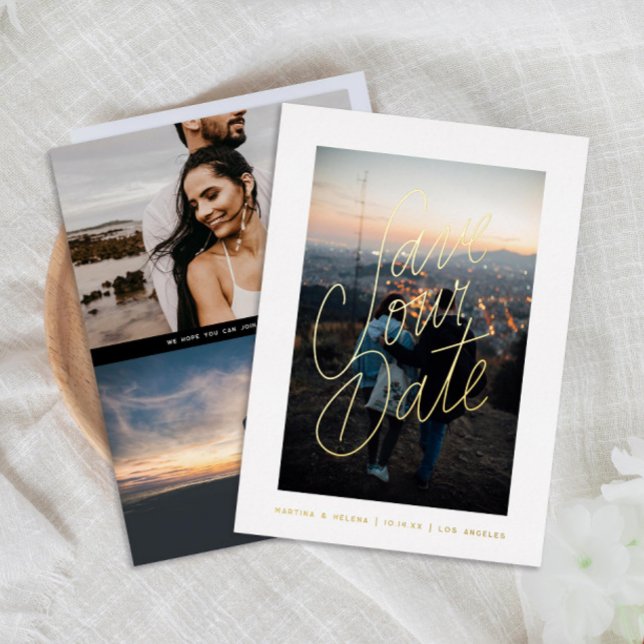 Casual Lettering Photo Save the Date Gold (Creator Uploaded)