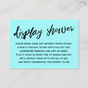 Casual Light Aqua Display Baby Shower No Wrapping Enclosure Card