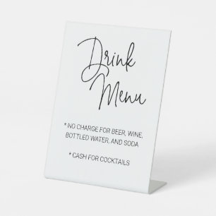 Casual Limited Bar Drink Menu Wedding Pedestal Sign