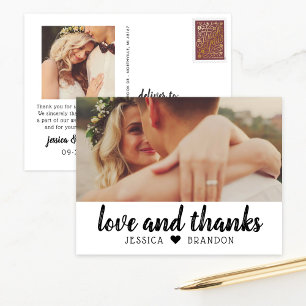 Casual Love and Thanks Wedding Photo Postcard