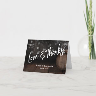 Casual Love & Thanks Wooden Barrel with Lights Thank You Card