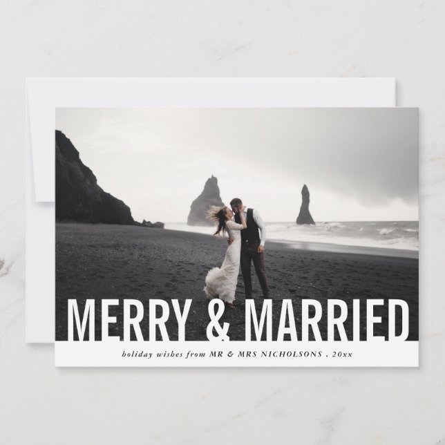Casual Merry & Married | Modern Holiday Photo (Front)