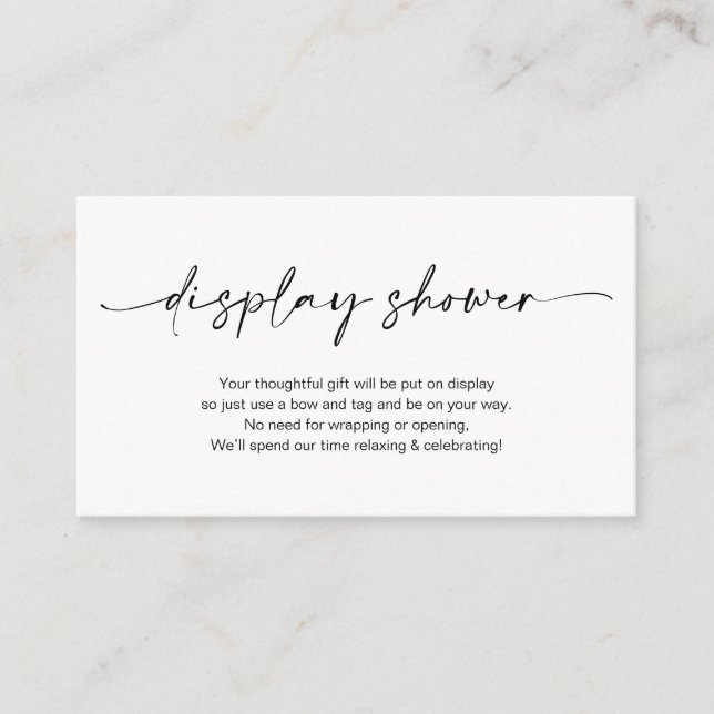 Casual Minimalist Black ink Pen, Display Shower Enclosure Card (Front)