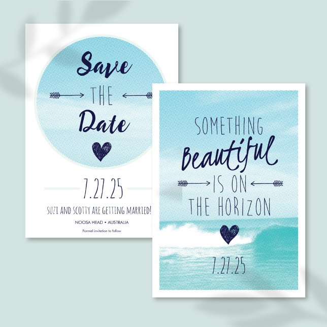 Casual Modern Beach Wedding Summer Save the date Invitation (Creator Uploaded)