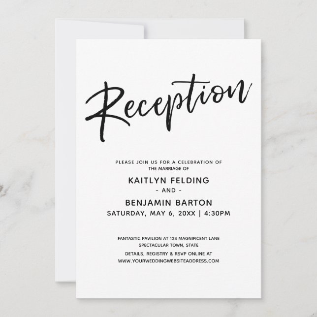 Casual Modern Handwriting Simple Wedding Reception Invitation (Front)