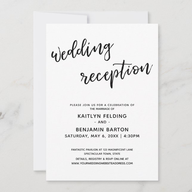 Casual Modern Handwriting Simple Wedding Reception Invitation (Front)