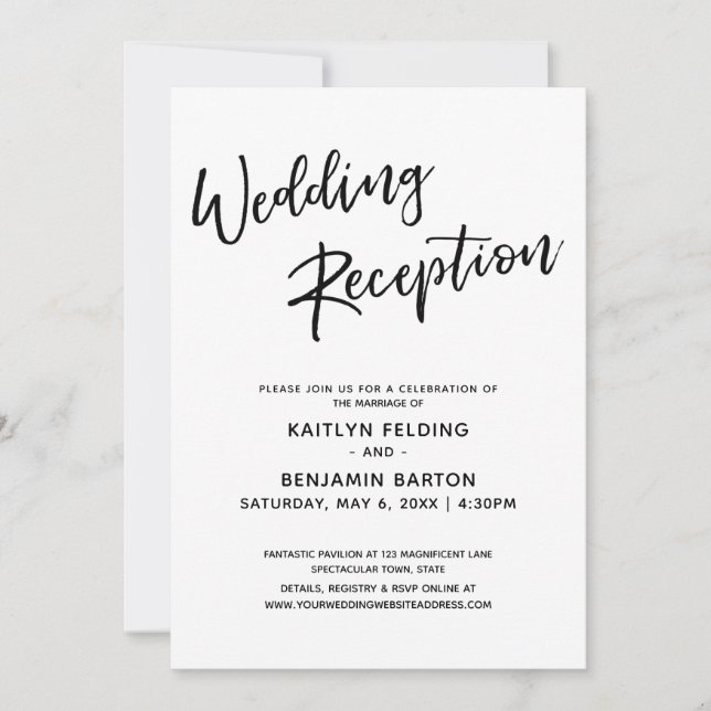Casual Modern Handwriting Simple Wedding Reception Invitation (Front)
