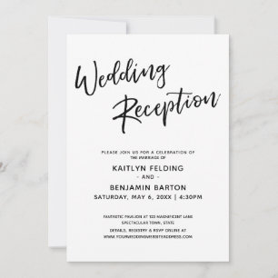 Casual Modern Handwriting Simple Wedding Reception Invitation