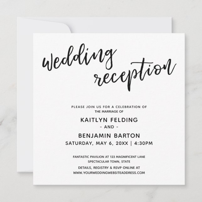 Casual Modern Handwriting Simple Wedding Reception Invitation (Front)