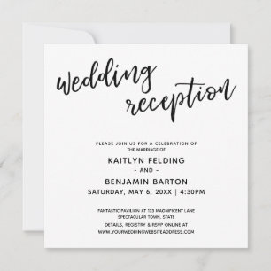 Casual Modern Handwriting Simple Wedding Reception Invitation