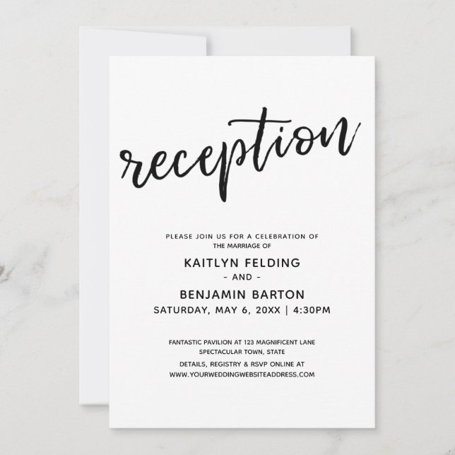 Casual Modern Handwriting Simple Wedding Reception Invitation (Front)