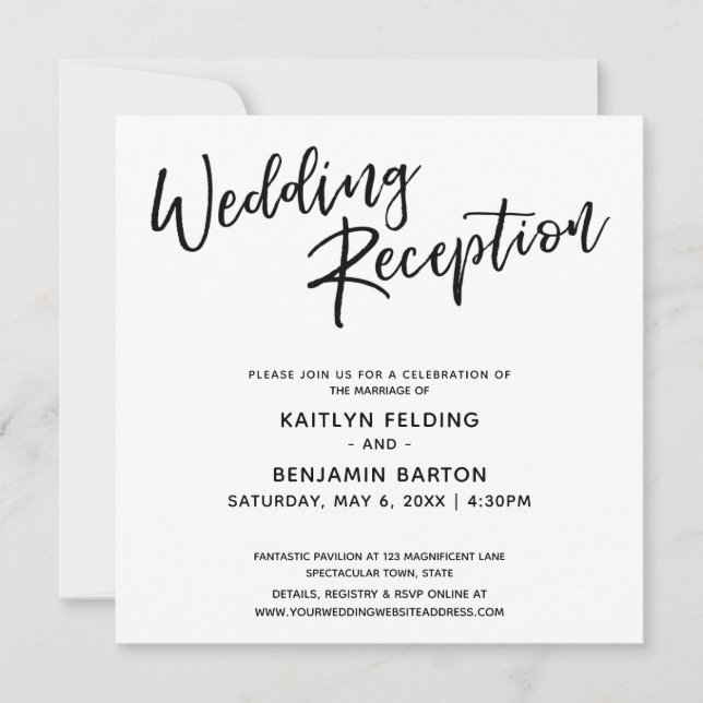 Casual Modern Handwriting Simple Wedding Reception Invitation (Front)