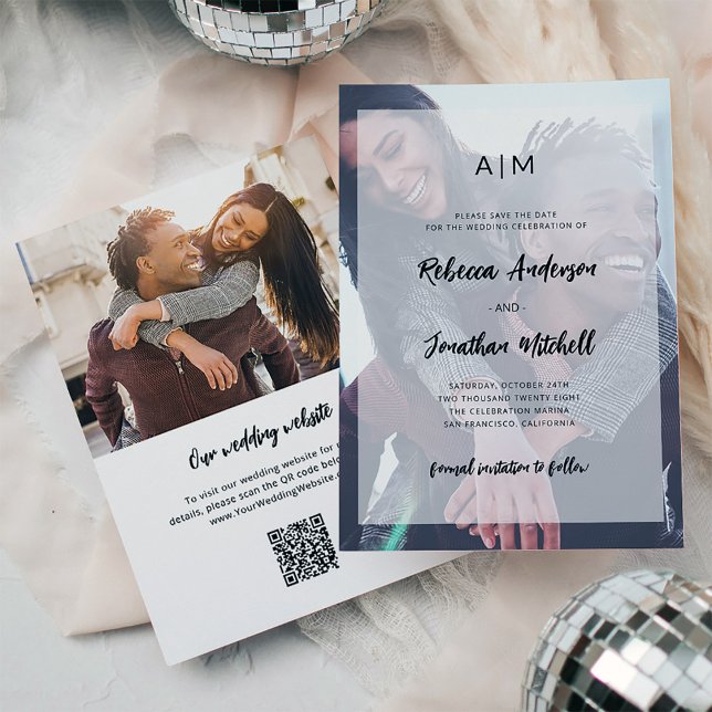 Casual Modern Script | Photo Overlay and QR Code Save The Date (Creator Uploaded)