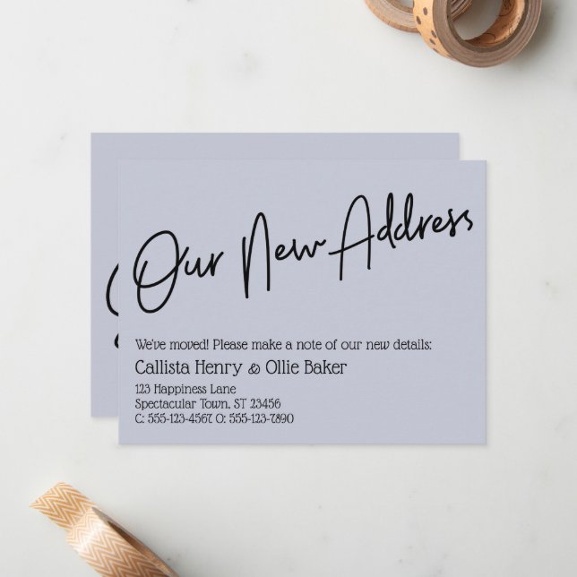 Casual Our New Address Dusty Blue Announcement (Front/Back In Situ)