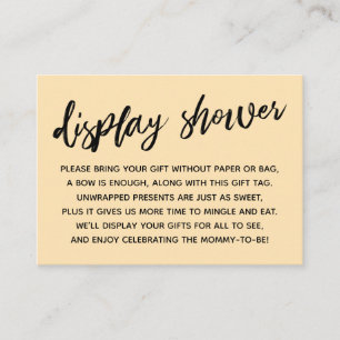 Casual Peach Display Baby Shower No Gift Wrap Enclosure Card