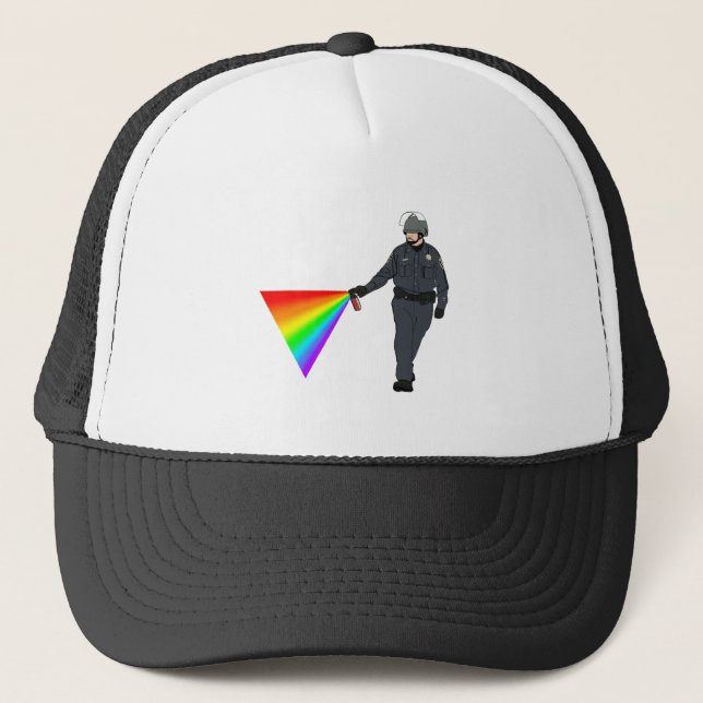 Casual Pepper Spray Cop Rainbow With Colour Trucker Hat (Front)