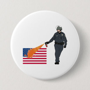 Casual Pepper Spray Cop with Flag in Colour 7.5 Cm Round Badge