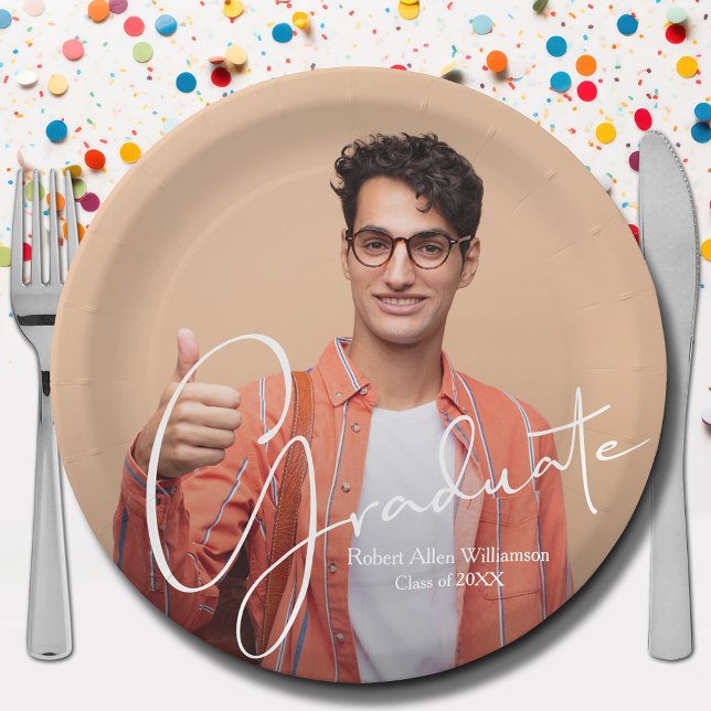 Casual Photo Graduation Party Paper Plate (Casual photo personalized graduation party paper plates, napkins in our store)