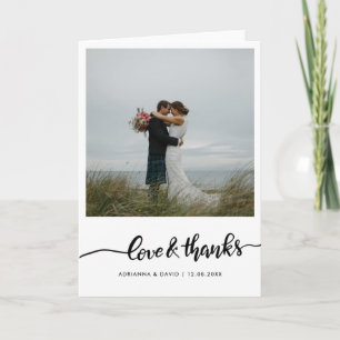 Casual Photo Wedding Love And Thanks Script Thank You Card