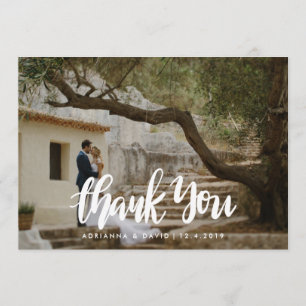 Casual Photo Wedding Thank You Handwritten Script Card