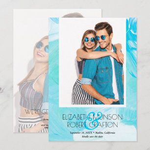 Casual Photo Wedding Turquoise Save The Date