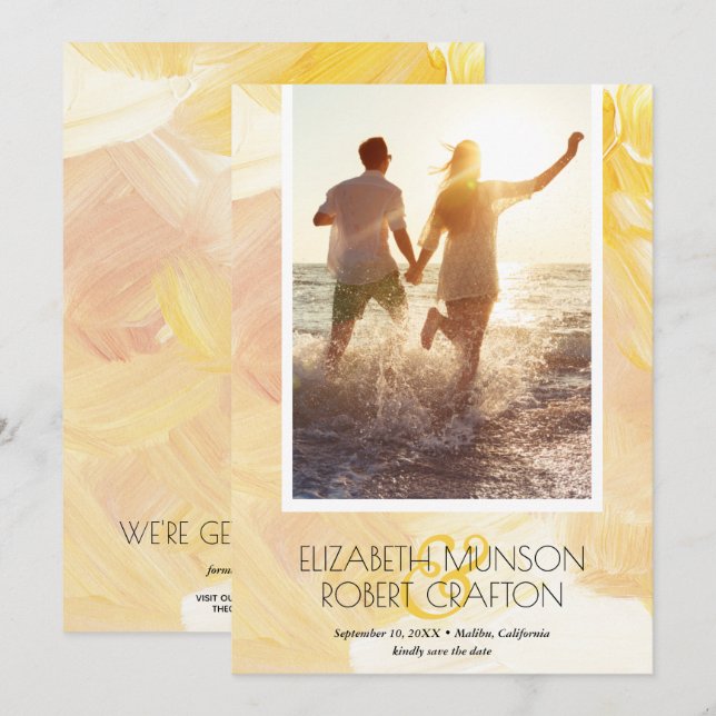 Casual Photo Wedding Yellow Save The Date (Front/Back)