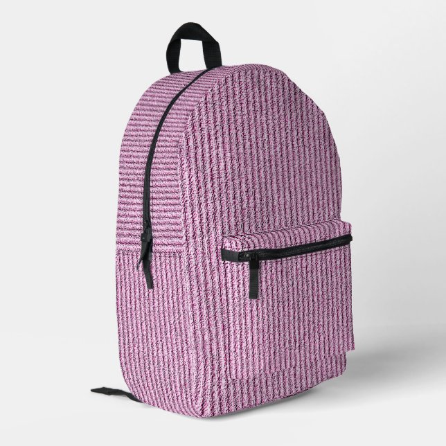 Casual Pink Corduroy Stripe Pattern Printed Backpack (Back Corner Left)