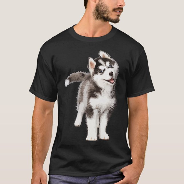 Casual Pomsky Portrait  Graphic Art Men Women T-Shirt (Front)