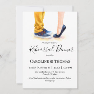 Casual Rehearsal Wedding Chic Couple Illustration  Invitation