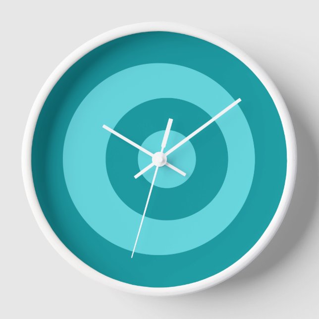 Casual Round Turquoise Wall Clock (Front)