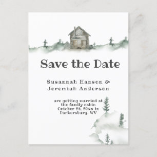 Casual Rustic Family Cabin Save the Date   Announcement Postcard