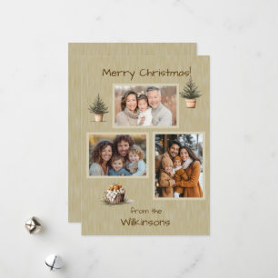 Casual Rustic Merry Christmas Photo  Holiday Card