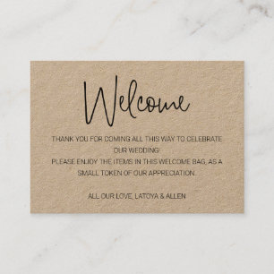 Casual Rustic Wedding Welcome Gift Bag Basket Place Card