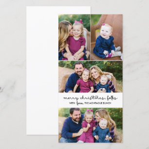 Casual Script 4 Photo Christmas Holiday One Sided Card