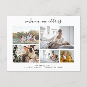 Casual Script   5 Photos Moving Announcement Postcard