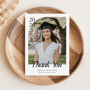 Casual Script and Graduation Arch Photo Thank You Card