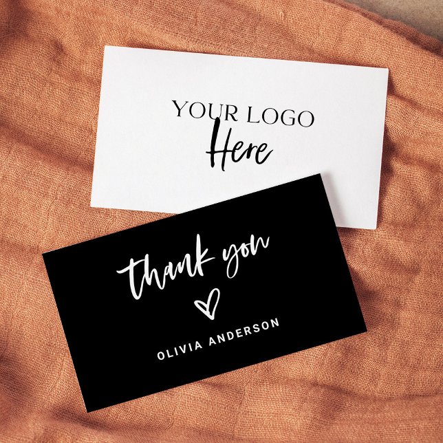 Casual Script and Heart Thank You | Logo Back Business Card (Creator Uploaded)