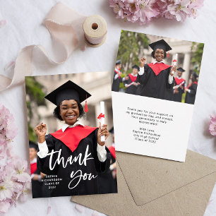 Casual Script and Photo   Graduation Thank You Card