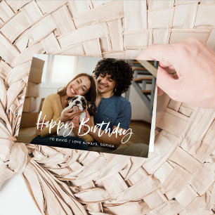 Casual Script and Photo Happy Birthday Card